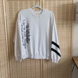 FP Movement White Sweatshirt with Black Pattern Size Small